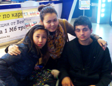 Aigerim and her mentees at the cinema.