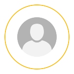 Placeholder avatar headshot, surrounded by yellow circle. 