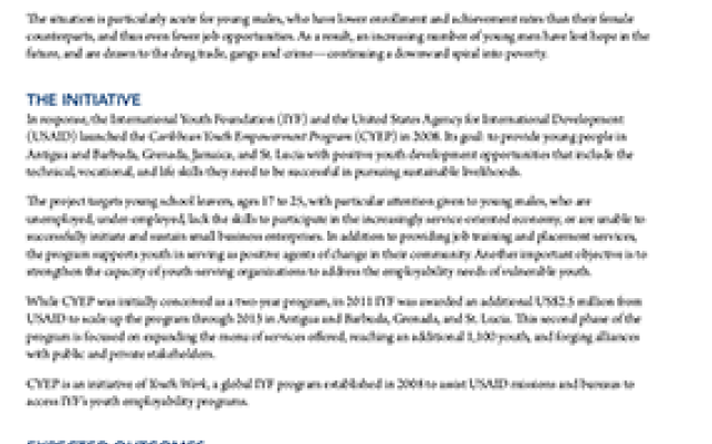 Caribbean Youth Empowerment Program Fact Sheet image