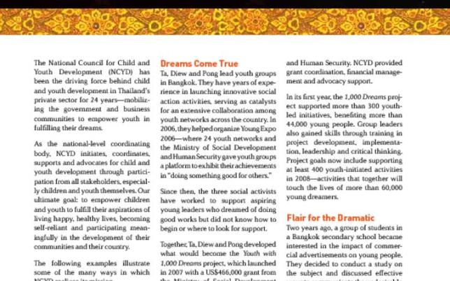 YOUth No. 2, Partners in Progress: Dreaming Big in Thailand—National Council for Child & Youth Development Cover