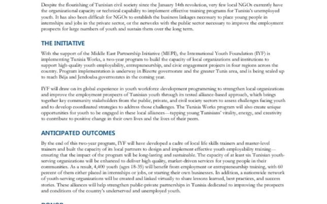 TunisiaWorks Fact Sheet cover