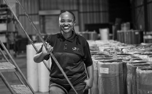 Black and white photo, program participant