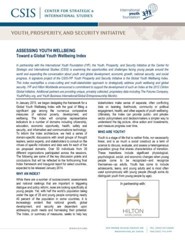 Assessing Youth Wellbeing: Toward a Global Youth Wellbeing Index cover