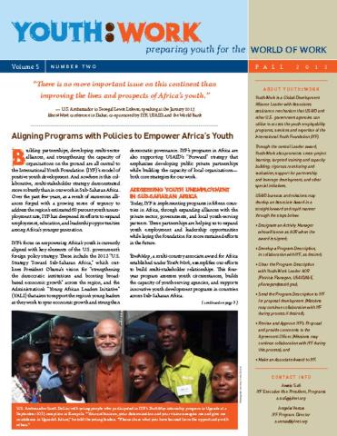 Youth:Work Newsletter (Fall 2013) cover