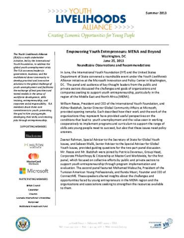 YLA Roundtable - Empowering Youth Entrepreneurs: MENA & Beyond text