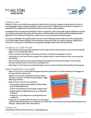 Passport To Success® Hilton Worldwide Fact Sheet cover