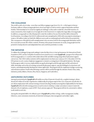 EquipYouth Global Fact Sheet cover