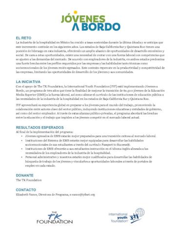 Jóvenes a Bordo Fact Sheet (Spanish) cover