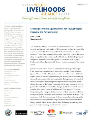 YLA Roundtable - Creating Economic Opportunities for Young People: Engaging the Private Sector cover