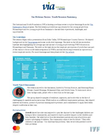 Via Webinar Series: Youth Session Summary cover