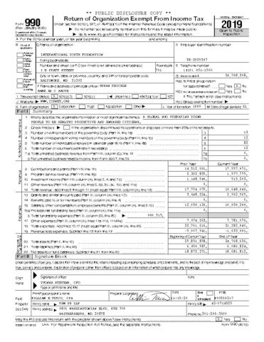 2019 IYF Form 990 cover
