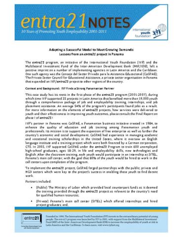 Entra21 Notes: Adapting a Successful Model to Meet Growing Demands Cover