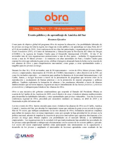 Obra Public Event & Learning Conference, Peru Cover