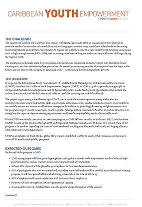 Caribbean Youth Empowerment Program Fact Sheet cover