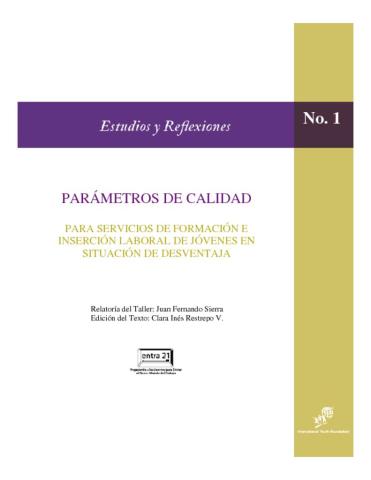 Studies & Reflections #1: Quality Parameters for Training & Workforce Entry Services for Disadvantaged Youth Cover