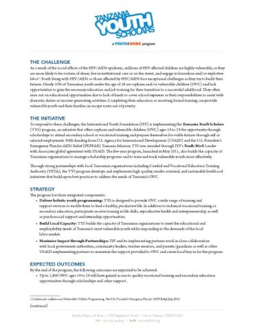 Tanzania Youth Scholars Fact Sheet Cover