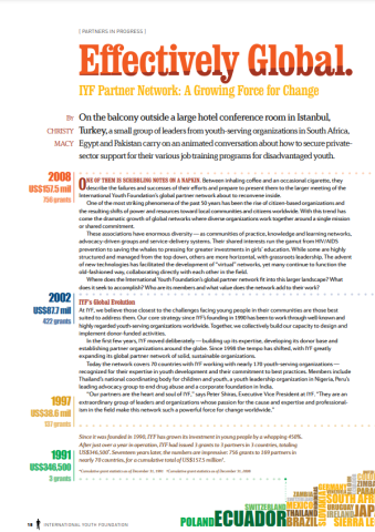 YOUth No. 3, Partners in Progress: "Effectively Global, Appropriately Local: IYF's Partner Network" Cover