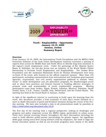 Youth - Employability - Opportunity Conference in Amman, Jordan Cover