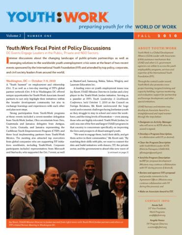 Youth:Work Newsletter (Fall 2010) Cover
