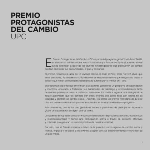 Premio Protagonistas del Cambio UPC 2012 cover