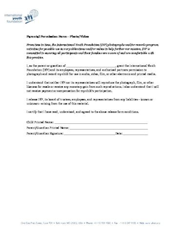 IYF Content Permission form