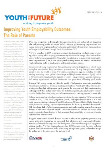 Improving Youth Employability Outcomes: The Role of Parents cover