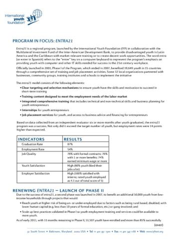 entra21 Fact Sheet Cover