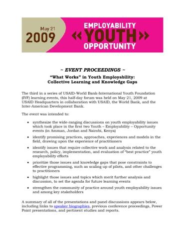 Youth-Employability-Opportunity Conference Report (Washington, DC) cover